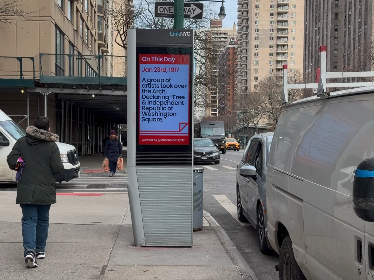 LinkNYC on a city street.